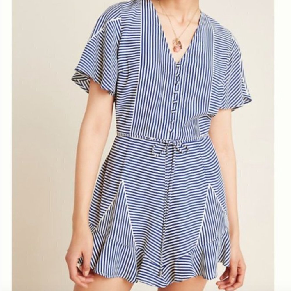 Anthropologie Conditions Apply Lilith Striped Romper Large NWT JB